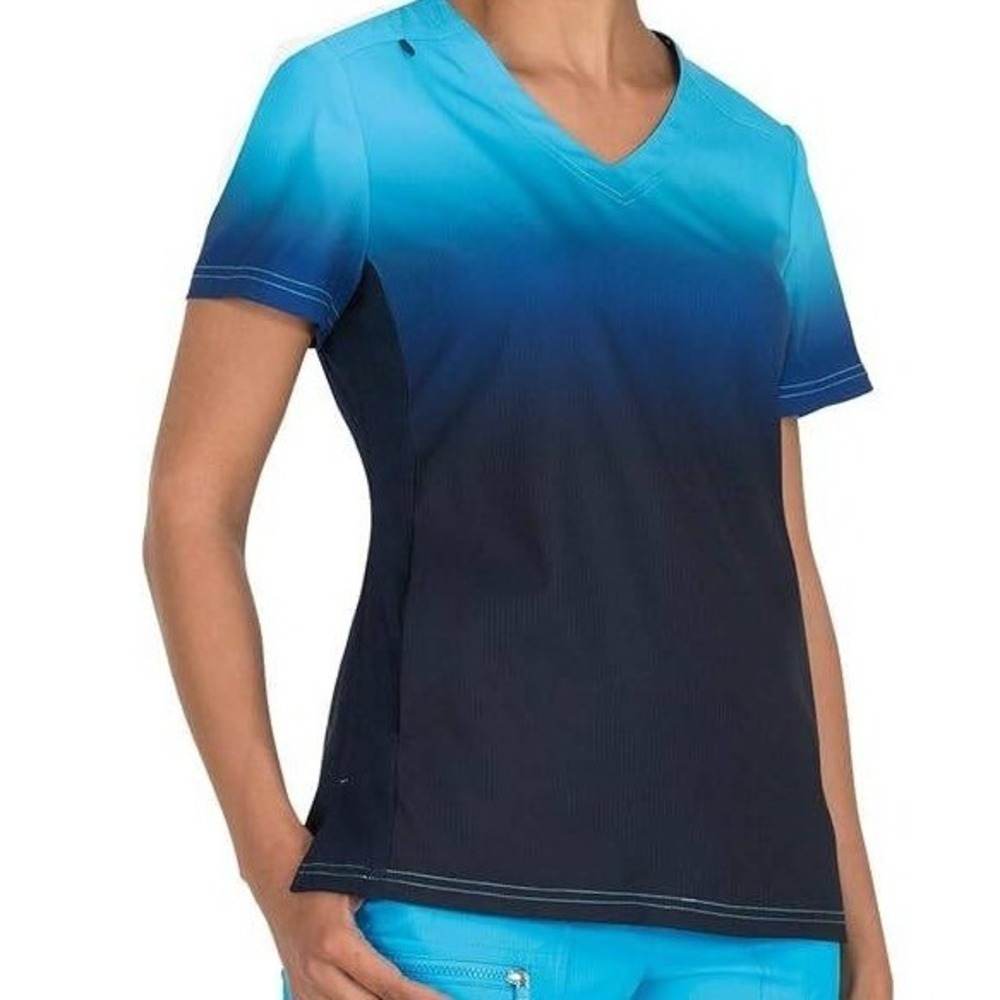 Koi NWT Electric Blue/Navy Reform V Neck Scrub Short Sleeve Top Ombre Medium